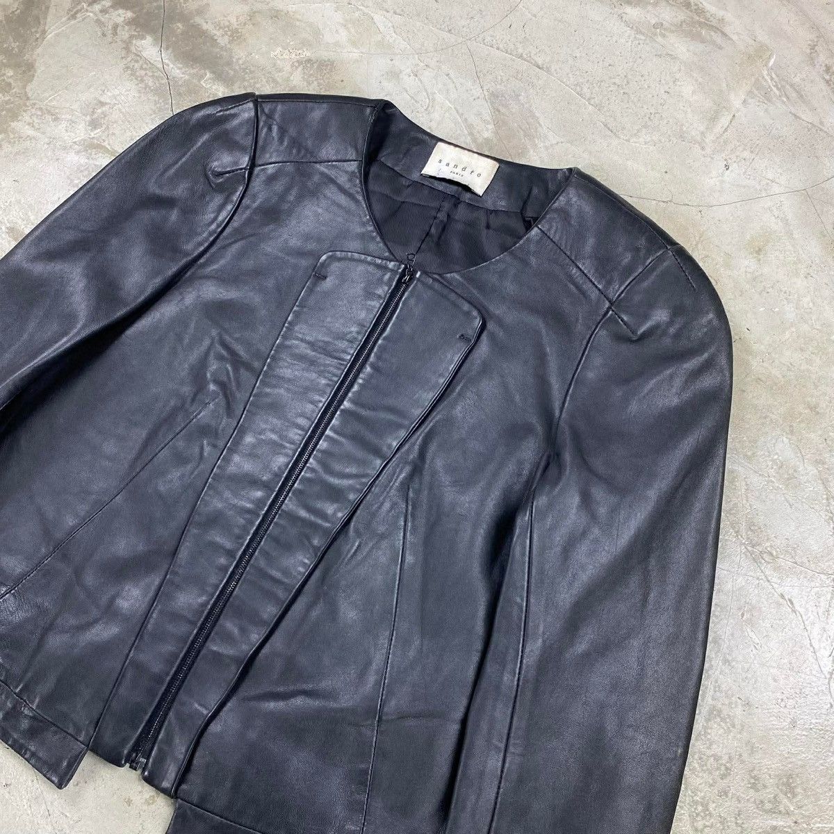 Sandro Collarless Lamb Leather Jacket Size M / US 6-8 / IT 42-44 - 2 Thumbnail
