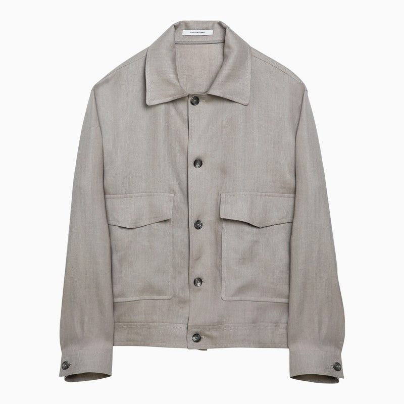 image of Tagliatore Dove-Coloured Linen Jacket in Grey, Men's (Size Medium)
