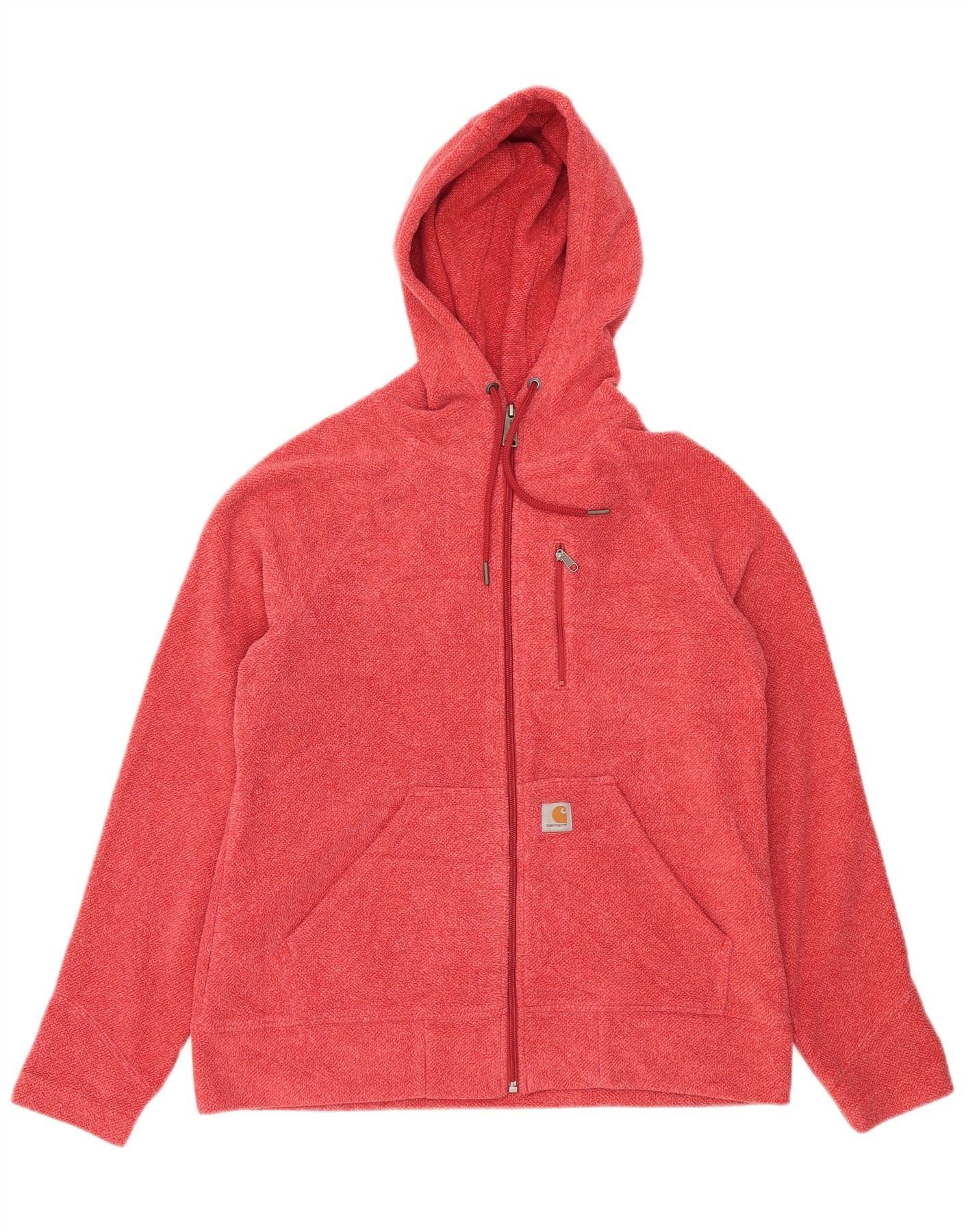 Carhartt Womens Zip Hoodie Sweater US 8/10 Medium Red Flecked Polyest Size S / US 4 / IT 40 - 1 Thumbnail