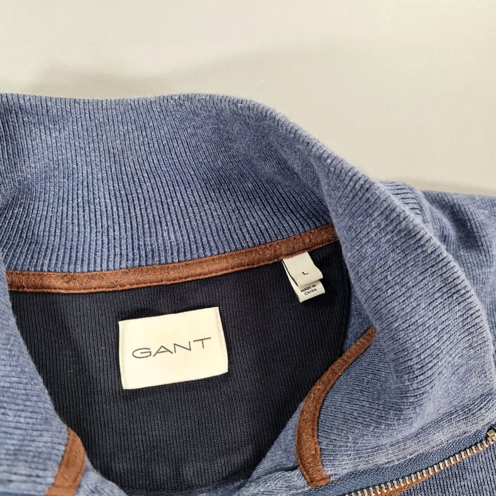 Gant Gant Mens Jumper Blue Large Quarter Zip Mock Neck 1/2 Zip 100% Cotton Knit Pullover Casual City Retro Designer Size US M / EU 48-50 / 2 - 3 Thumbnail