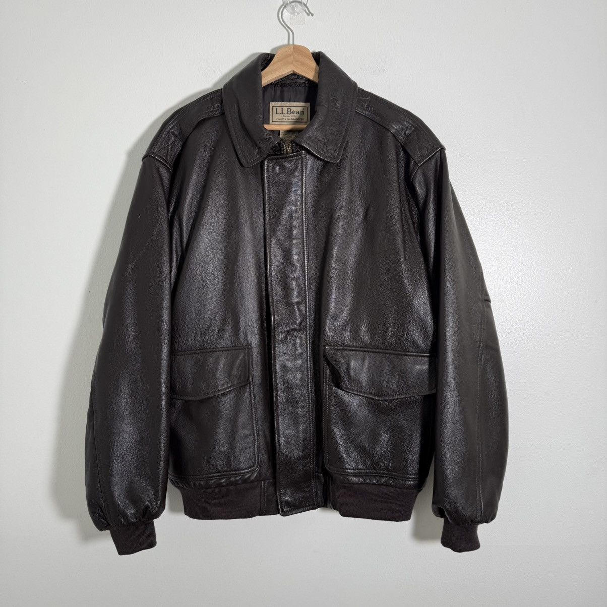 L.L. Bean Vintage LL Bean A2 Leather Flight Jacket Black Rare Sz Large Size US L / EU 52-54 / 3 - 2 Thumbnail