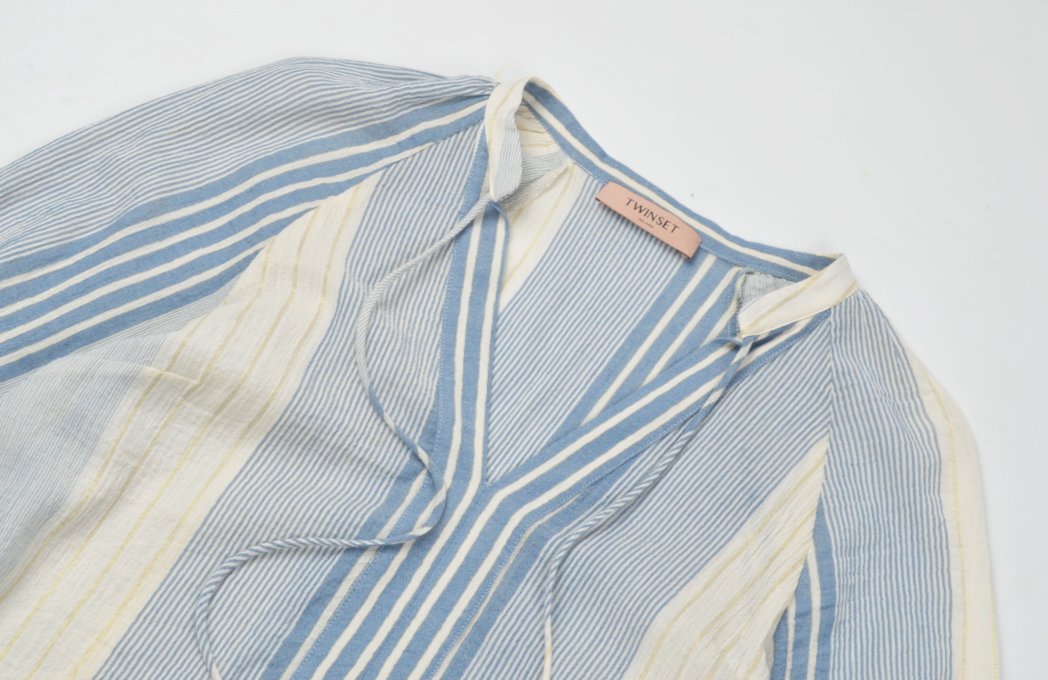 TWINSET Simona Barbieri Twin-Set Striped Boho Cottagecore Dress Size S / US 4 / IT 40 - 5 Thumbnail