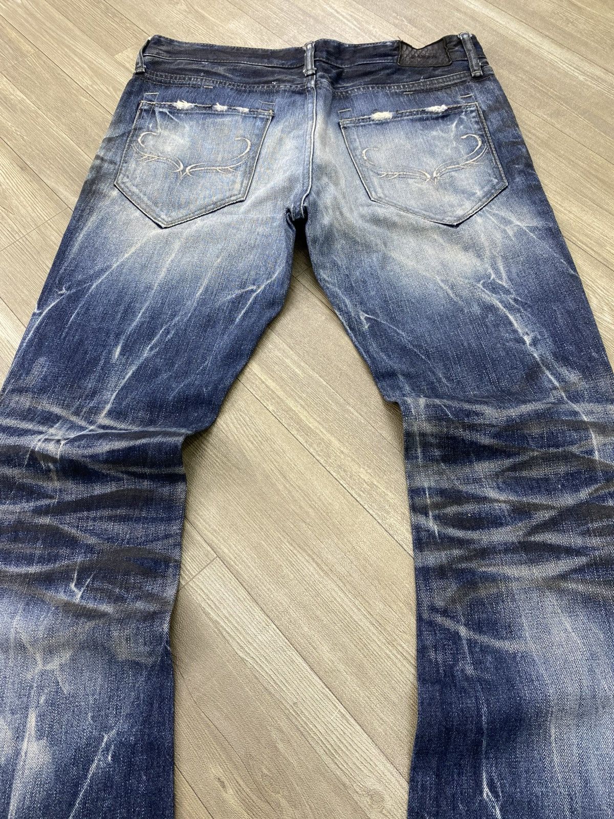 If Six Was Nine 2000s Fuga Cavarize Clawmarks Distressed Faded Flared Jeans Size US 32 / EU 48 - 21 Thumbnail