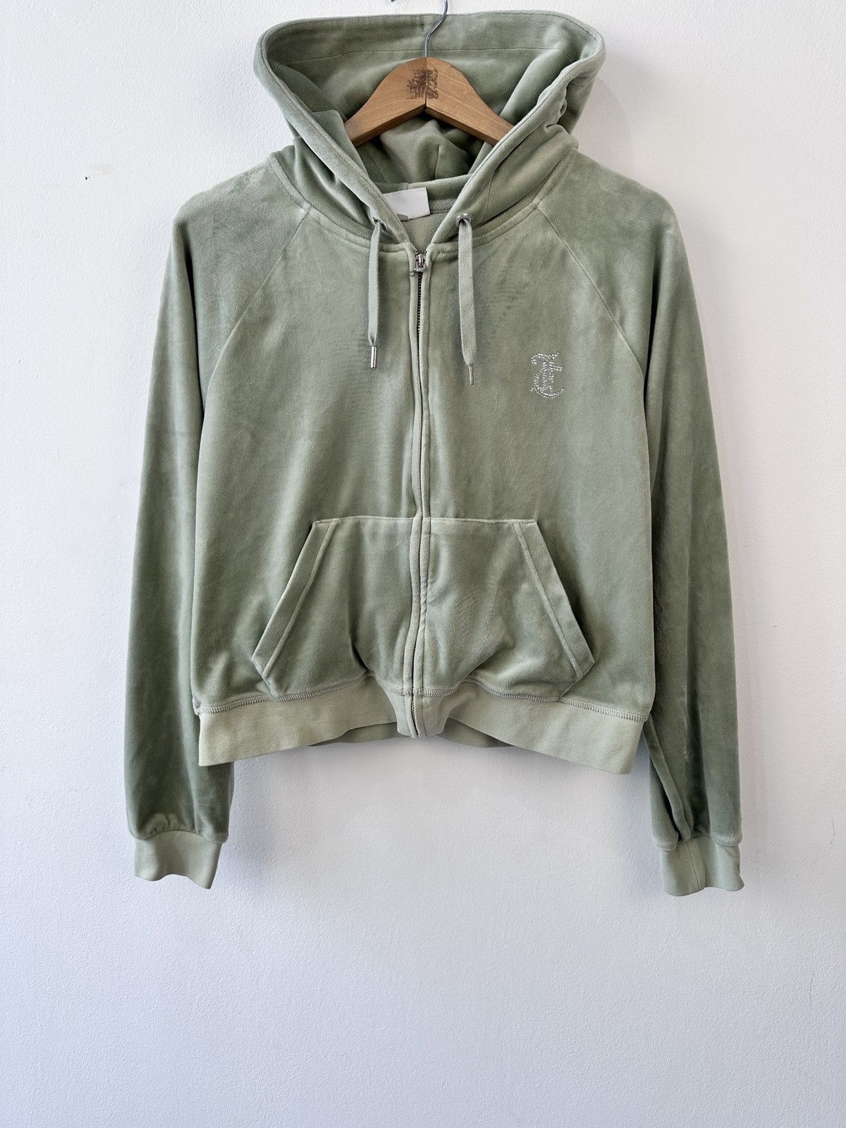 Juicy Couture Juicy Couture Velour Hoodie XL Rhinestone Spellout Back Y2K Size XL / US 12-14 / IT 48-50 - 5 Thumbnail