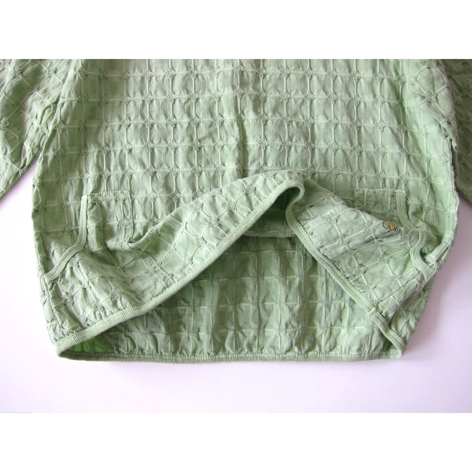 Vintage Focus 100% Waffle Cotton Green Floral Pocket 3/4 Sleeve Boxy Tunic Blouse XL Size XL / US 12-14 / IT 48-50 - 6 Thumbnail