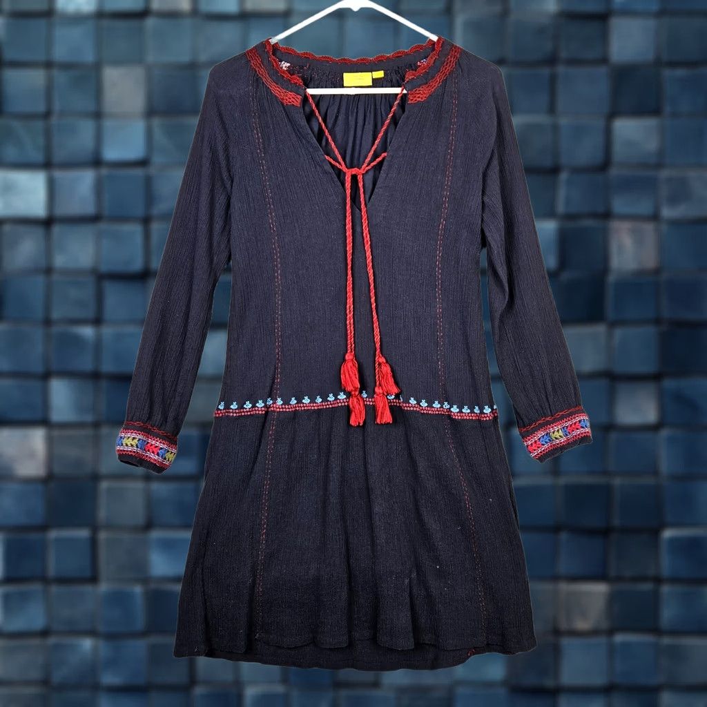 Vintage Roberta Roller Rabbit Women's Navy Long Sleeve Oditi Dress XS Size XS / US 0-2 / IT 36-38 - 1 Thumbnail