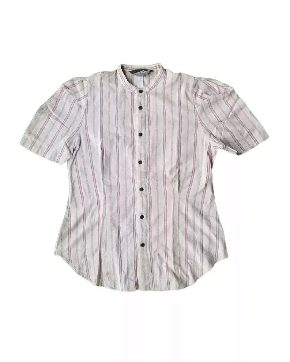 Kansai Yamamoto Archive 1980s KANSAI YAMAMOTO Puffed Sleeve Striped Blouse Size L / US 10 / IT 46 - 1 Thumbnail