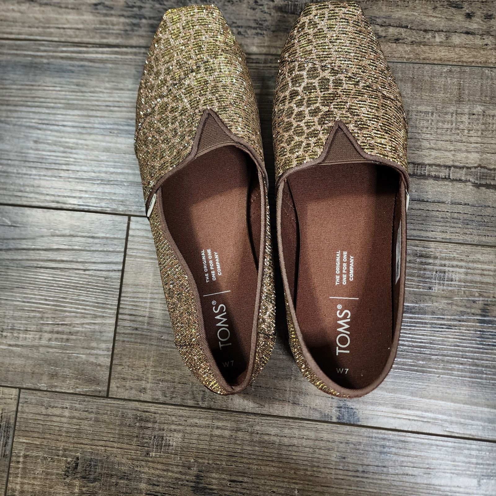 Toms New TOMS Alpargata Bronze Animal Print Glitter Sz 7 NIB shlf Size US 7 / IT 37 - 8 Thumbnail