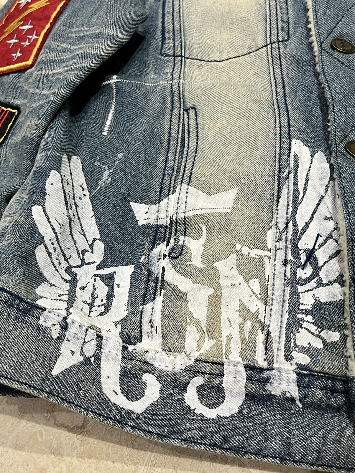 Reason CRAZY Y2K Reason Patched Distressed Denim Jacket Size US S / EU 44-46 / 1 - 6 Thumbnail