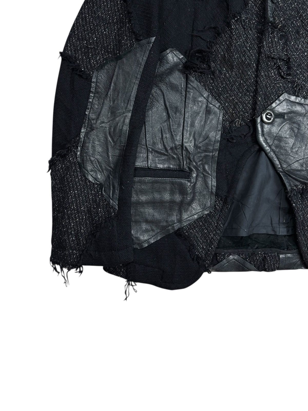 Yohji Yamamoto Archive Y'S - Patchwork Wool Leather Jacket Size US M / EU 48-50 / 2 - 9 Thumbnail