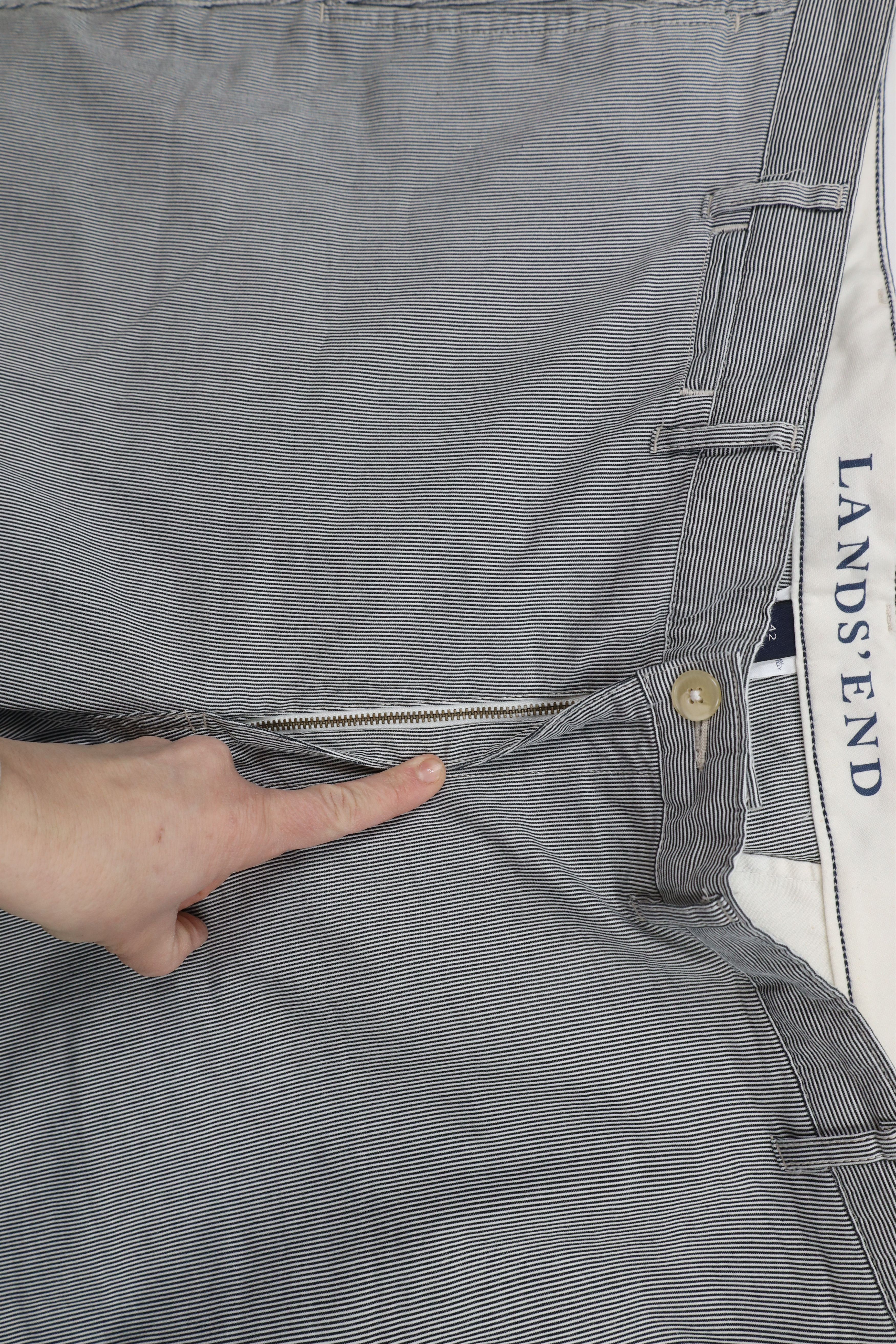 Lands' End × Vintage Vintage 90s Land End Pinstriped Seersucker Wide Leg Pants Size US 42 / EU 58 - 6 Thumbnail