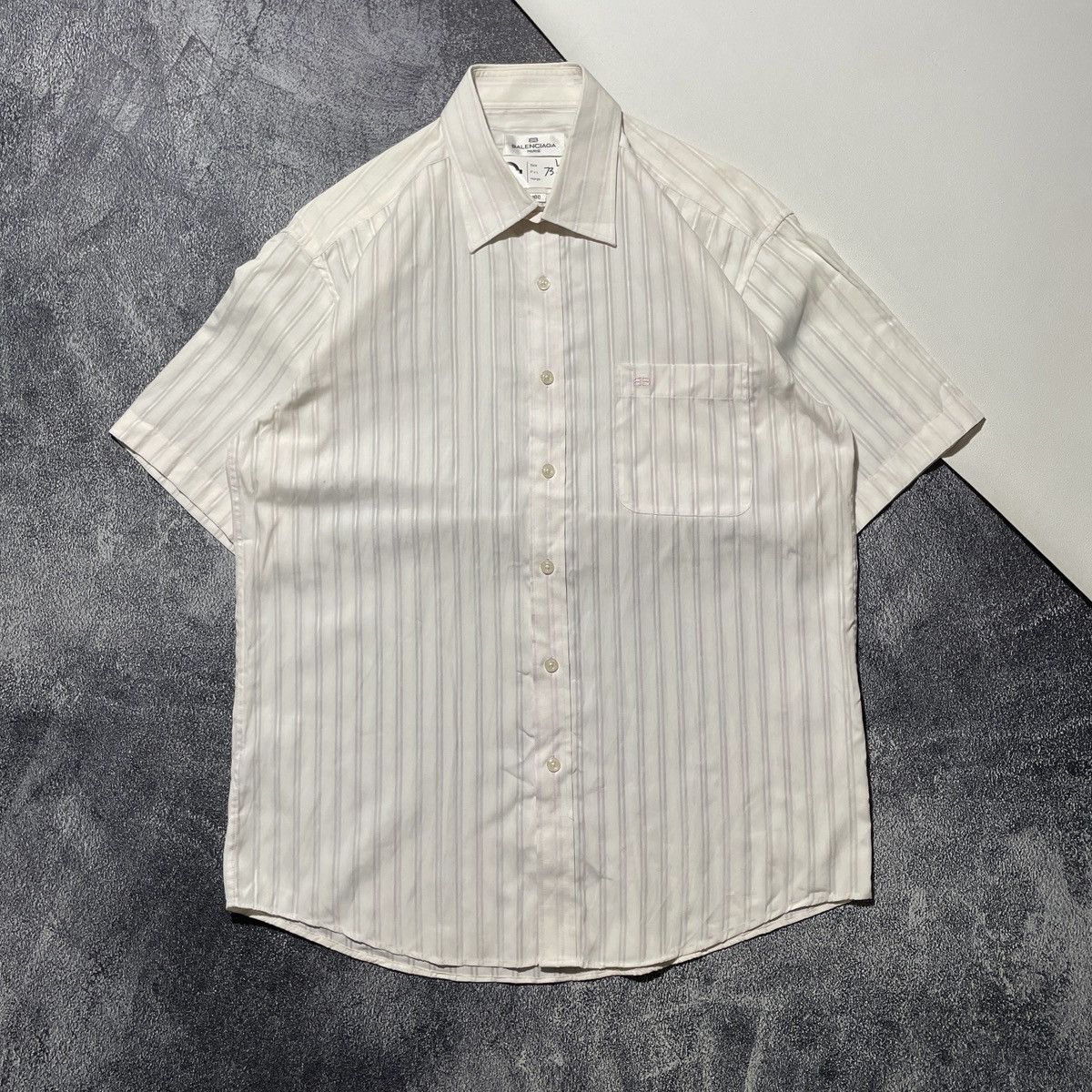 Balenciaga Balenciaga Vintage Shirts Striped BB Pocket Embrodiered Size US L / EU 52-54 / 3 - 1 Thumbnail