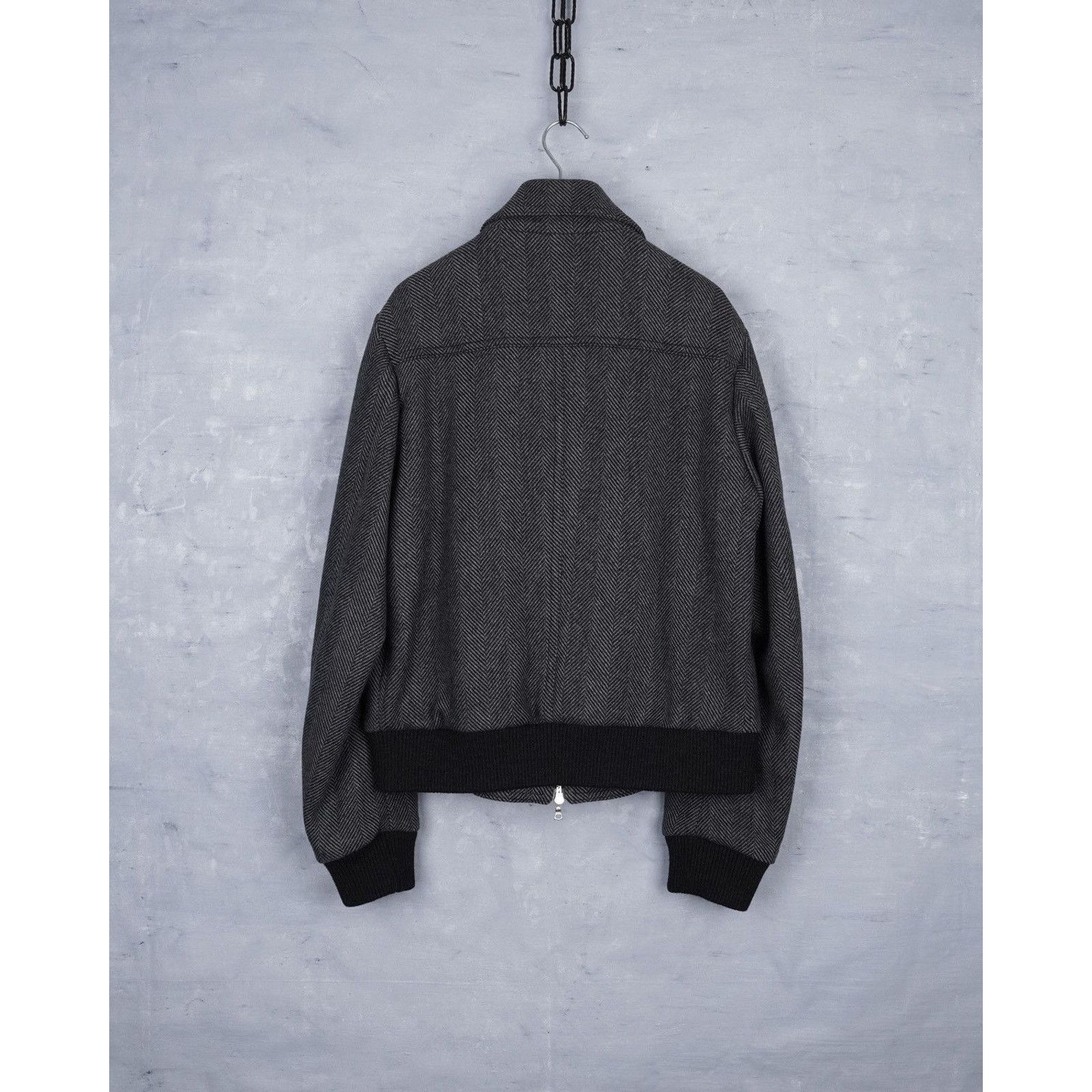 Dries Van Noten Dries van noten herringbone gray wool bomber jacket Size US L / EU 52-54 / 3 - 7 Thumbnail
