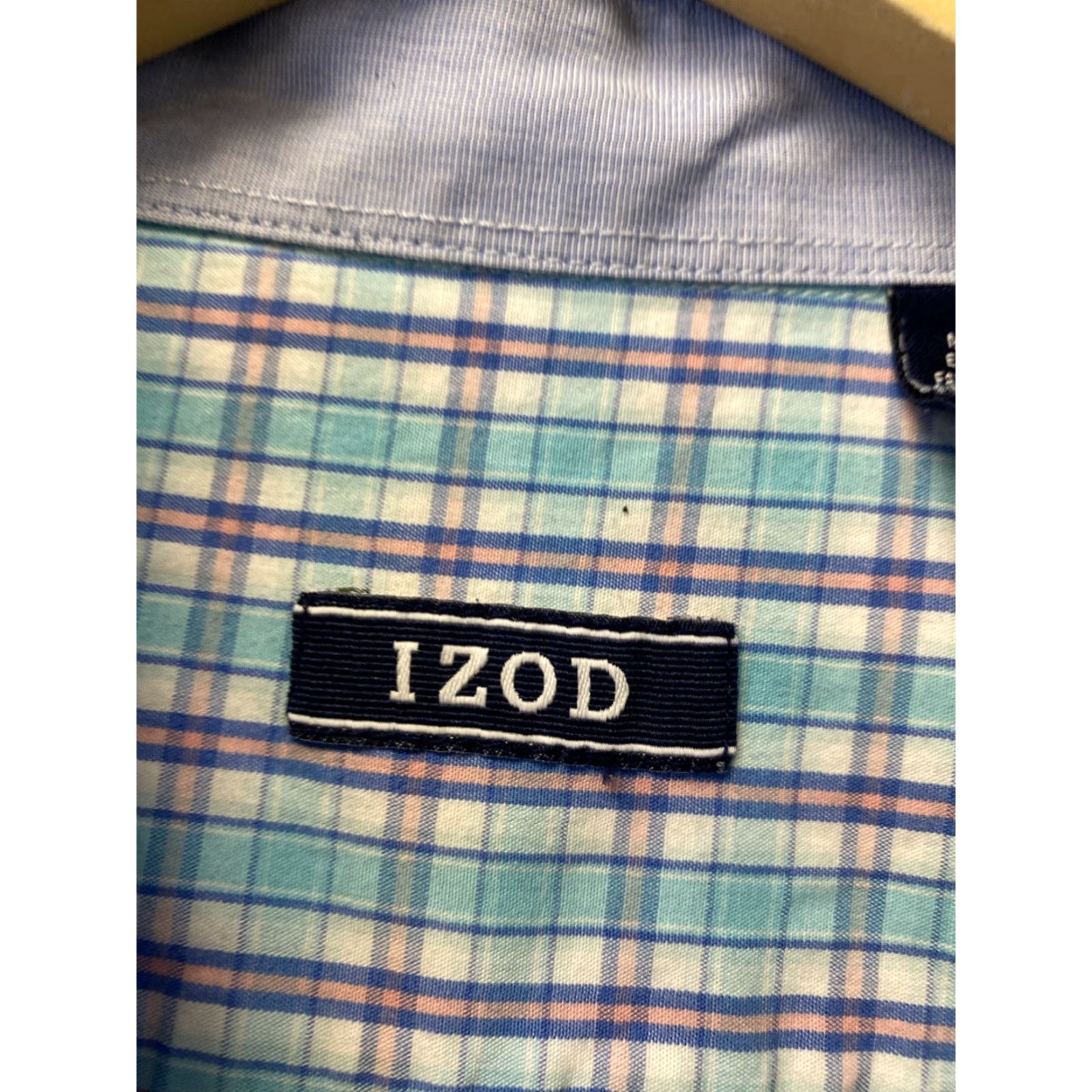 Izod IZOD Button Shirt Men M Turquoise Plaid Cotton / 0536 Size US M / EU 48-50 / 2 - 6 Thumbnail