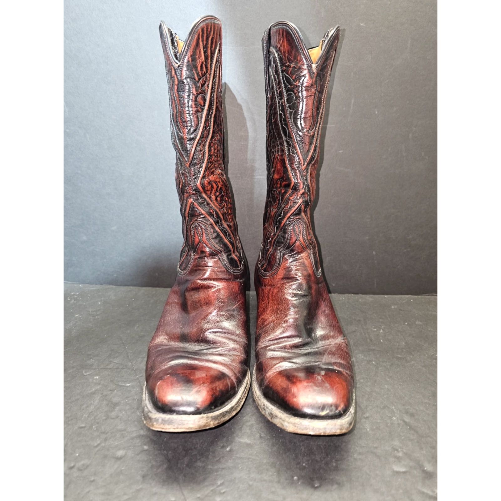 Vintage VINTAGE Lucchese San Antonio Cowboy Western Boots #1350 Mens Sz 10B Black Cherry Size US 10 / EU 43 - 7 Thumbnail