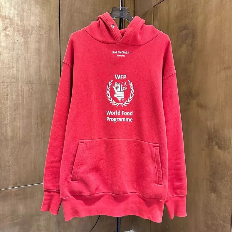 Balenciaga Balenciaga WFP red charity grain printed letter hoodie Size US M / EU 48-50 / 2 - 1 Thumbnail
