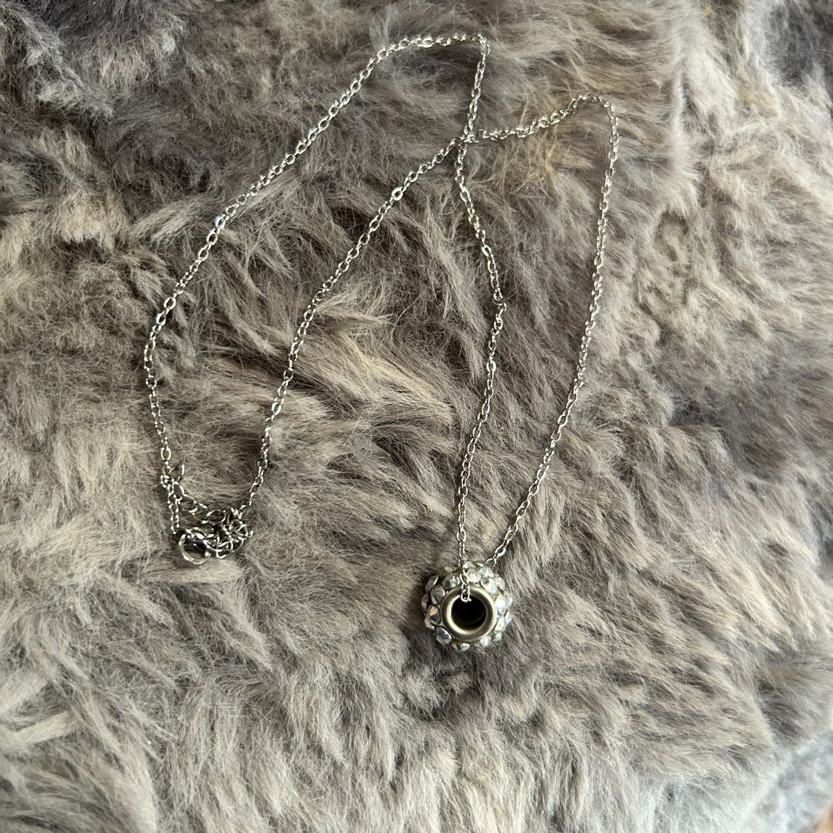 Handmade Handcrafted silver crystal charm slider on chain necklace Size ONE SIZE - 8 Thumbnail