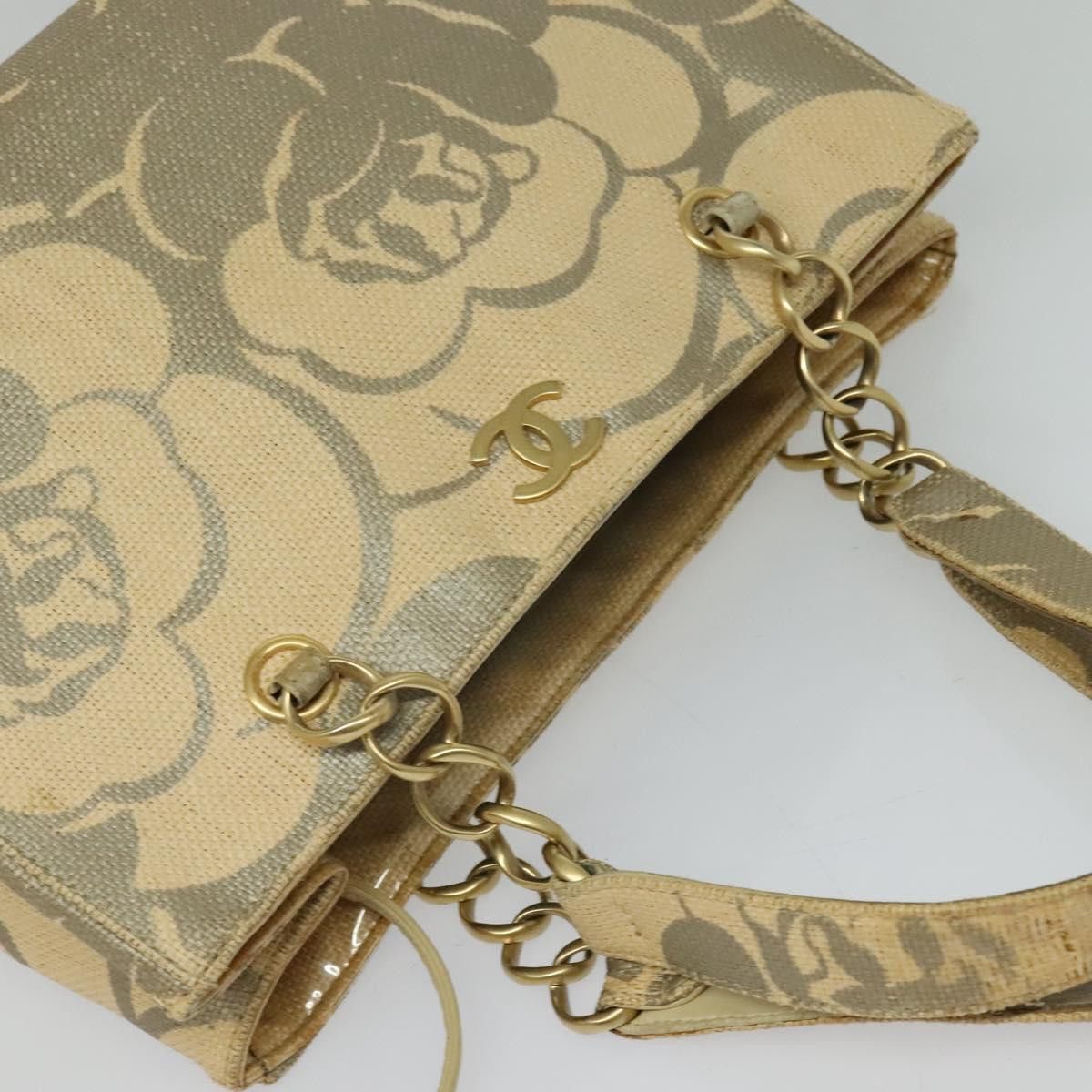 Chanel CHANEL Camelia Chain Tote Bag Straw Beige CC Size ONE SIZE - 6 Thumbnail