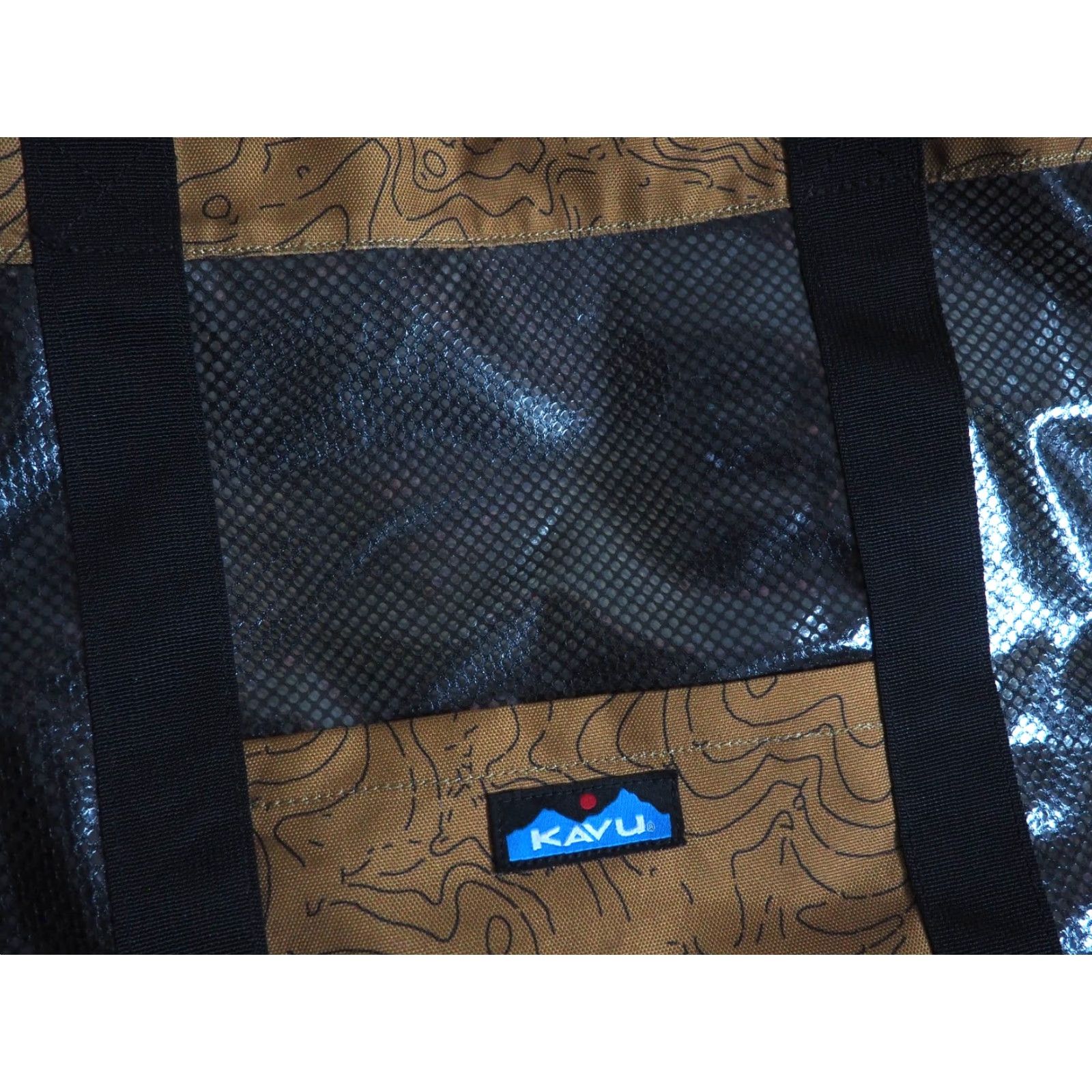 KAVU Kavu Tote Bag Outdoor Canvas Brown Black 15x20 Unisex Adults Large Neck Strap Pockets Logo Geometric Vintage: No Size ONE SIZE - 7 Thumbnail