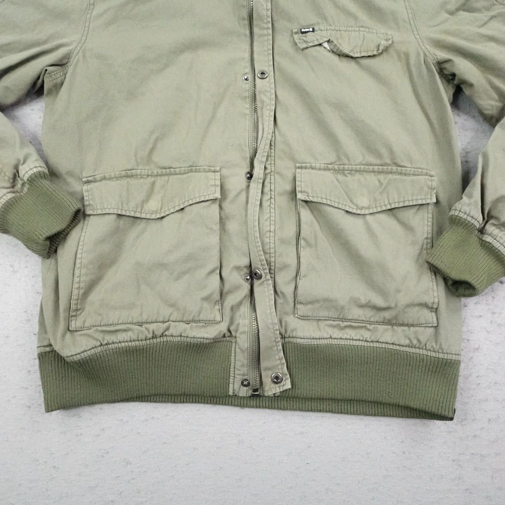 Hurley Hurley Jacket Mens Large Green Fleece Lined Field Coat Full Zip Up Canvas Coat Size US L / EU 52-54 / 3 - 3 Thumbnail