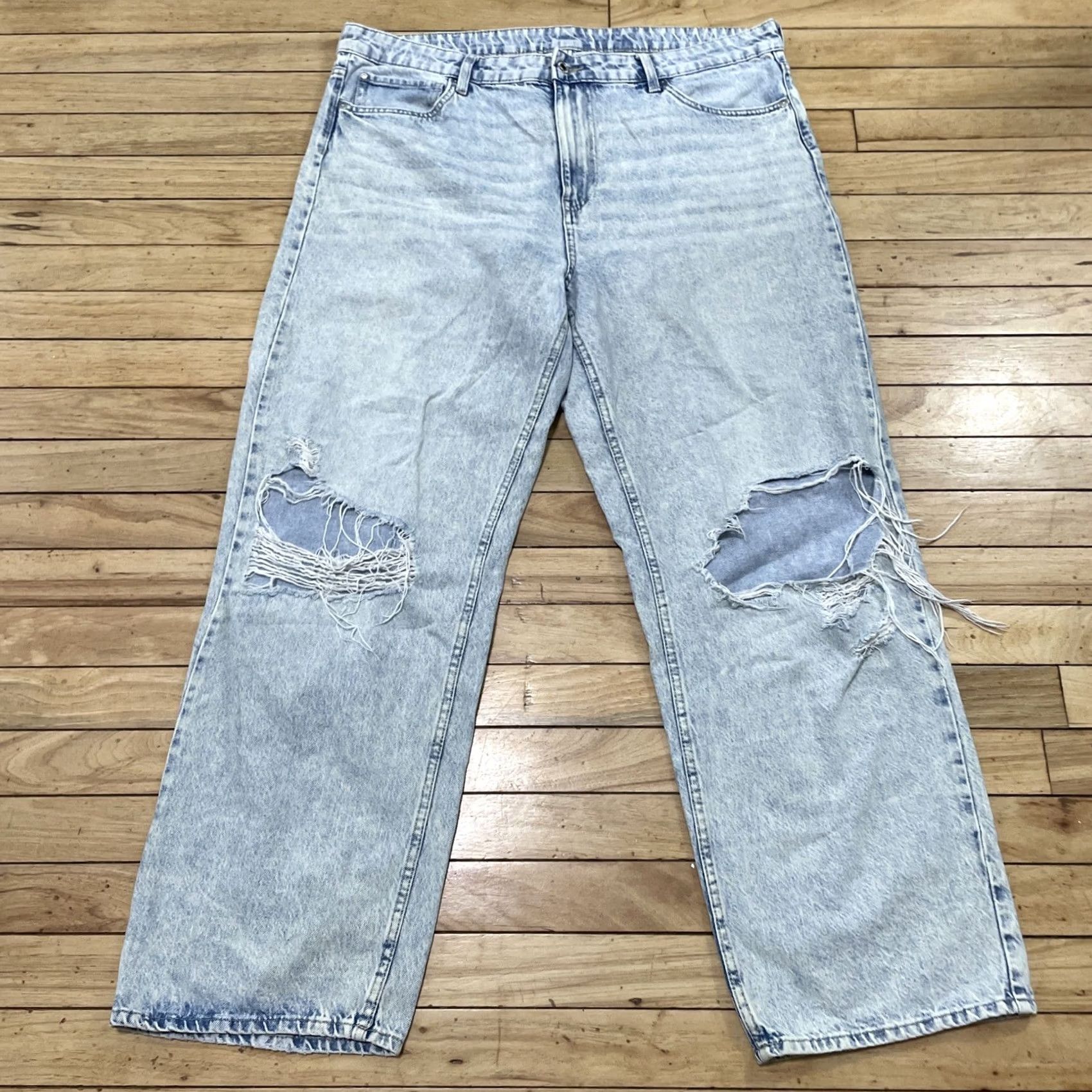 Denime &Denim Jeans Women 16 Y2k Distressed High Waist Loose Straight Light Blue 38x29 Jeans Size 38" / US 16 / IT 52 - 3 Thumbnail