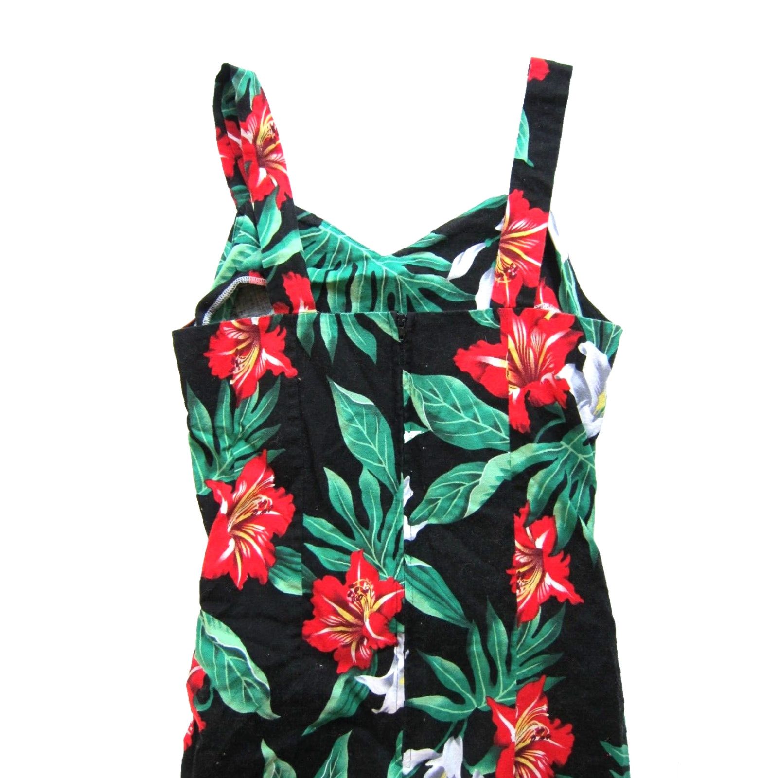 Evergreen VINTAGE Evergreen Island Hawaii Floral Tank Dress S-M Women Short Sleeveless Black Green Red Wrap Dress Size S / US 4 / IT 40 - 7 Thumbnail