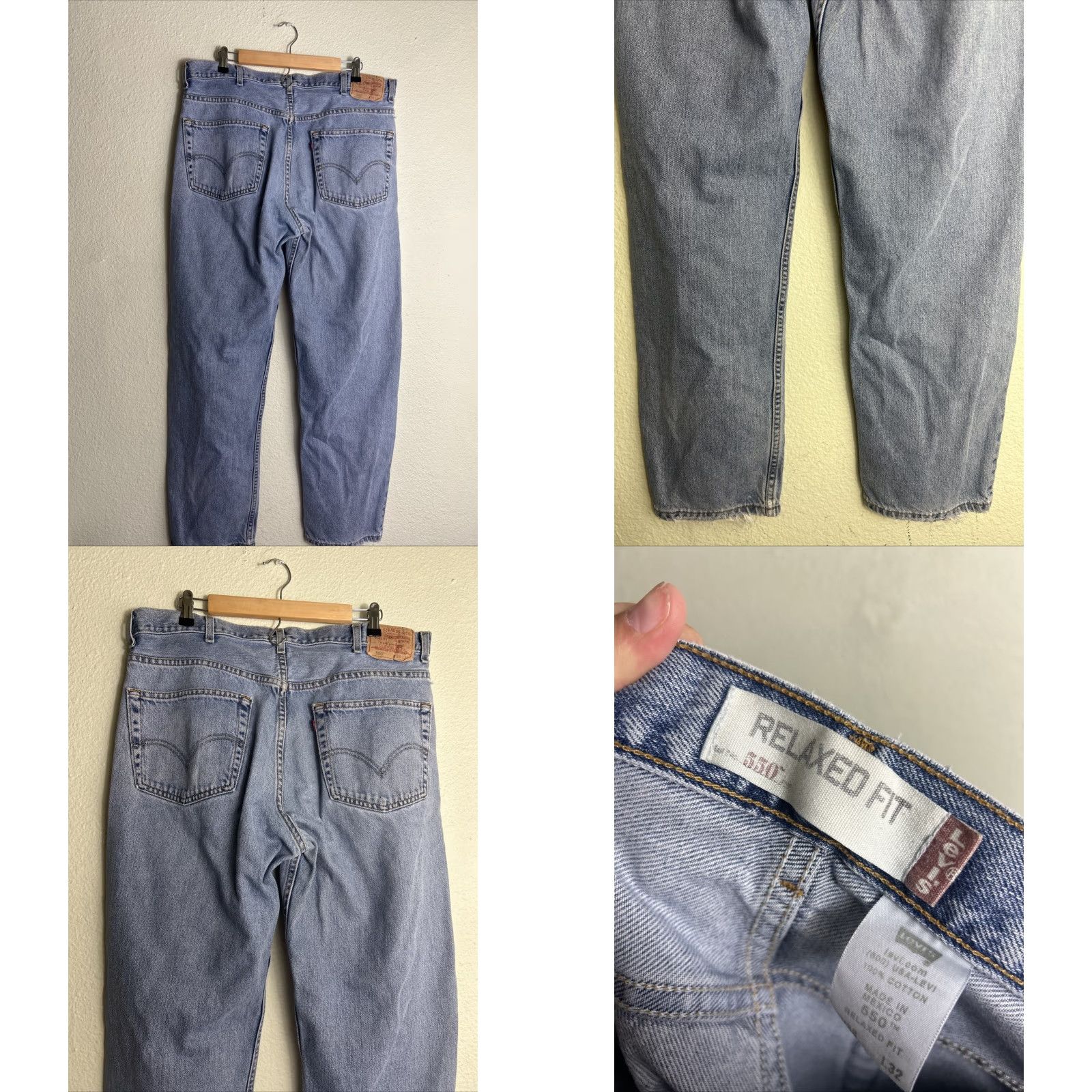 Levi's Levi’s 550 Jeans Mens Light Wash Relaxed Fit 38x32 Distressed Stains Blue Denim Straight 90s Inches? Size US 38 / EU 54 - 9 Thumbnail