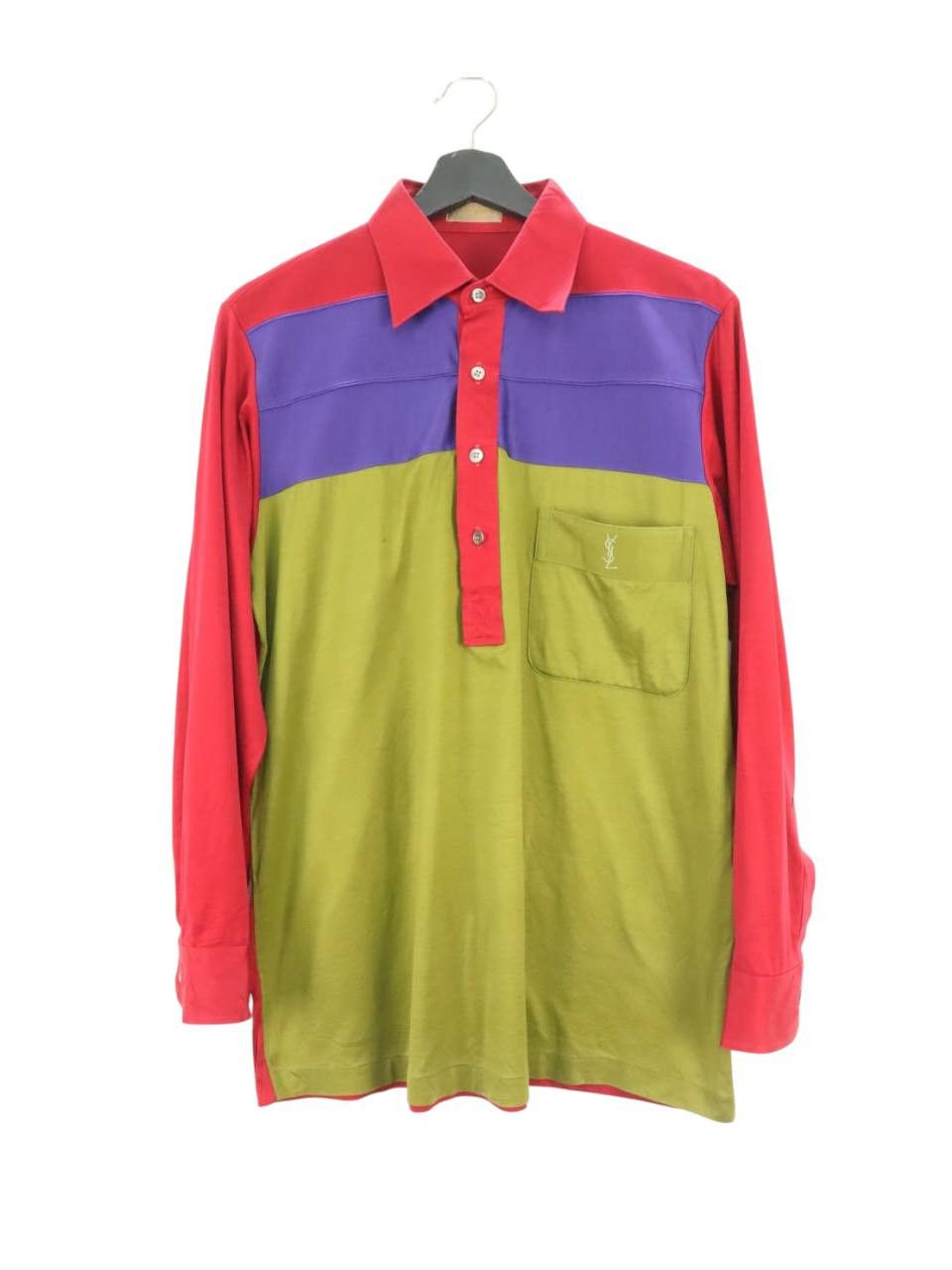 Yves Saint Laurent Vtg. Yves Saint Laurent Paris YSL Retro Multicolor L/S Shirt Size US M / EU 48-50 / 2 - 1 Thumbnail