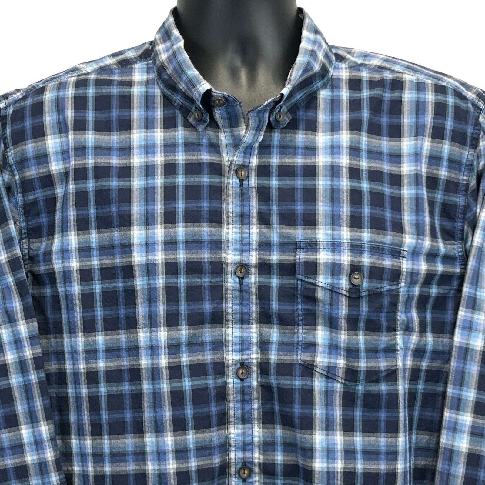 Lucky Brand Lucky Brand Plaid Button Front Shirt Blue Long Sleeve L Size US L / EU 52-54 / 3 - 1 Thumbnail