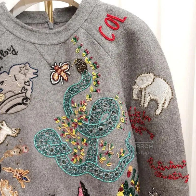 Valentino Valentino Gray Wool Embroidered Long Sleeve Sweatshirt . Size XS / US 0-2 / IT 36-38 - 6 Thumbnail
