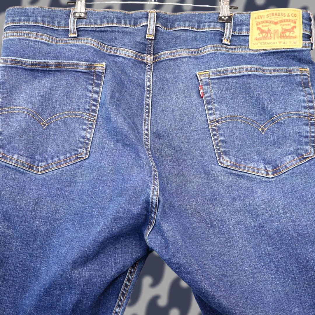 Levi's Levi's 506 Jeans Straight Regular Comfort 42x30 Men Blue Denim 5-Pocket Design Belt Zip Vintage No XL? Size US 42 / EU 58 - 1 Thumbnail