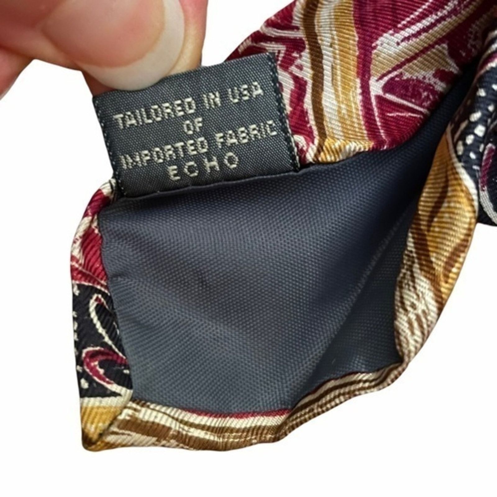 Vintage Vintage Echo Illustrated Stripe Silk Tie Size ONE SIZE - 7 Thumbnail