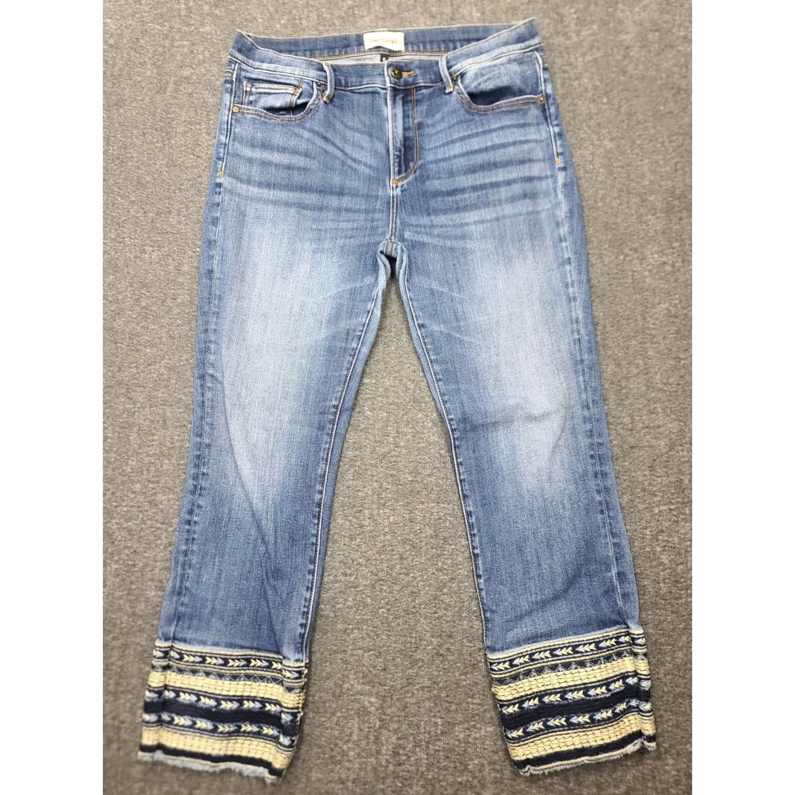 Vintage Driftwood Colette Jeans Cropped Mid Rise Embroidered Aztec Boho 30x26 Womens Blue Denim Stretch Casual Slim/Regular Fit Jeans Size 30" / US 8 / IT 44 - 2 Thumbnail