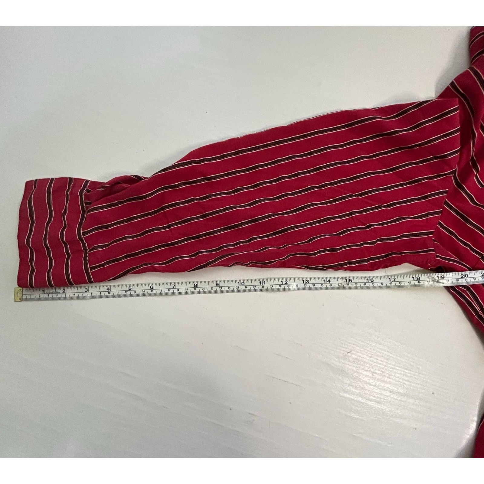 Worthington Worthington Red Black Stripe Button Down Blouse 1X Size XXL / US 16-18 / IT 52-54 - 10 Thumbnail