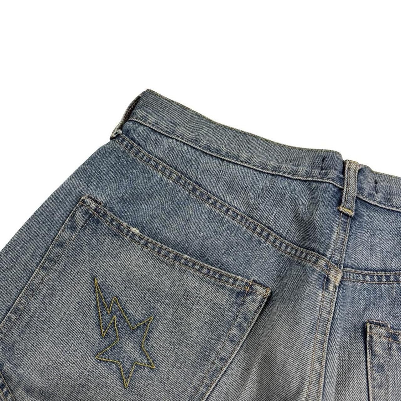 Bape Vintage Bape Embroidered Star Denim Shorts / Jorts Waist 35 Size US 35 - 3 Thumbnail