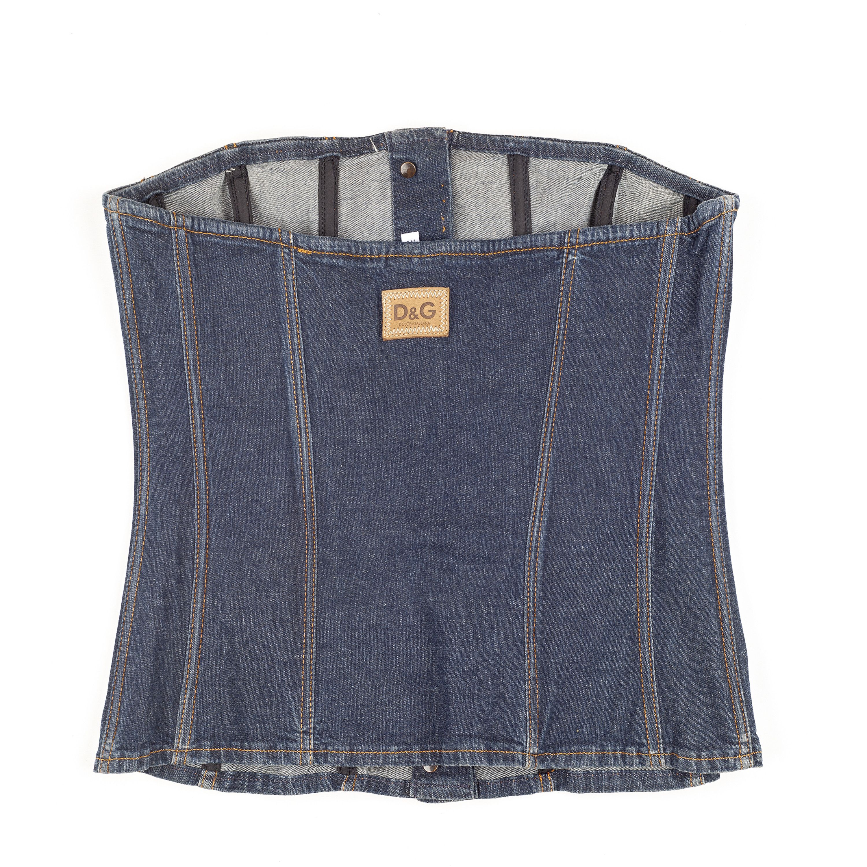 Dolce & Gabbana Dolce & Gabbana Button Up Denim Bustier Top (M) Size M / US 6-8 / IT 42-44 - 2 Thumbnail