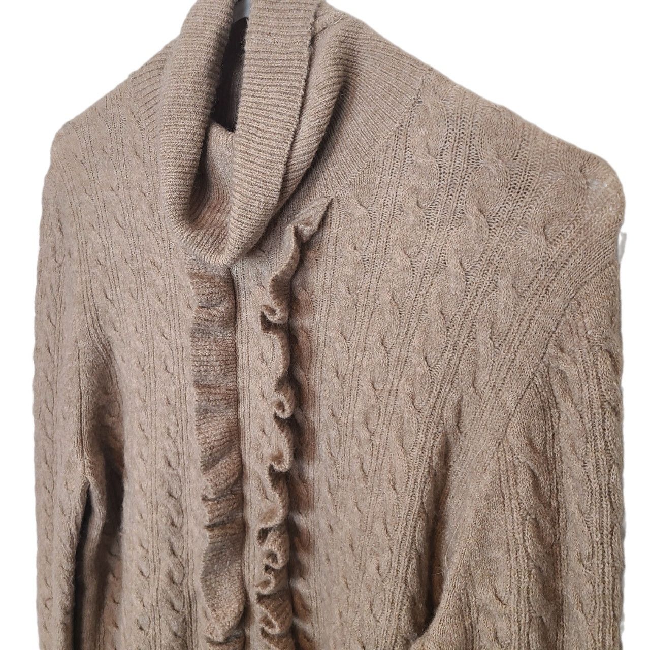 J.Crew J. Crew Womens Ruffle Front Cable Knit Turtleneck Sweater M Size M / US 6-8 / IT 42-44 - 6 Thumbnail
