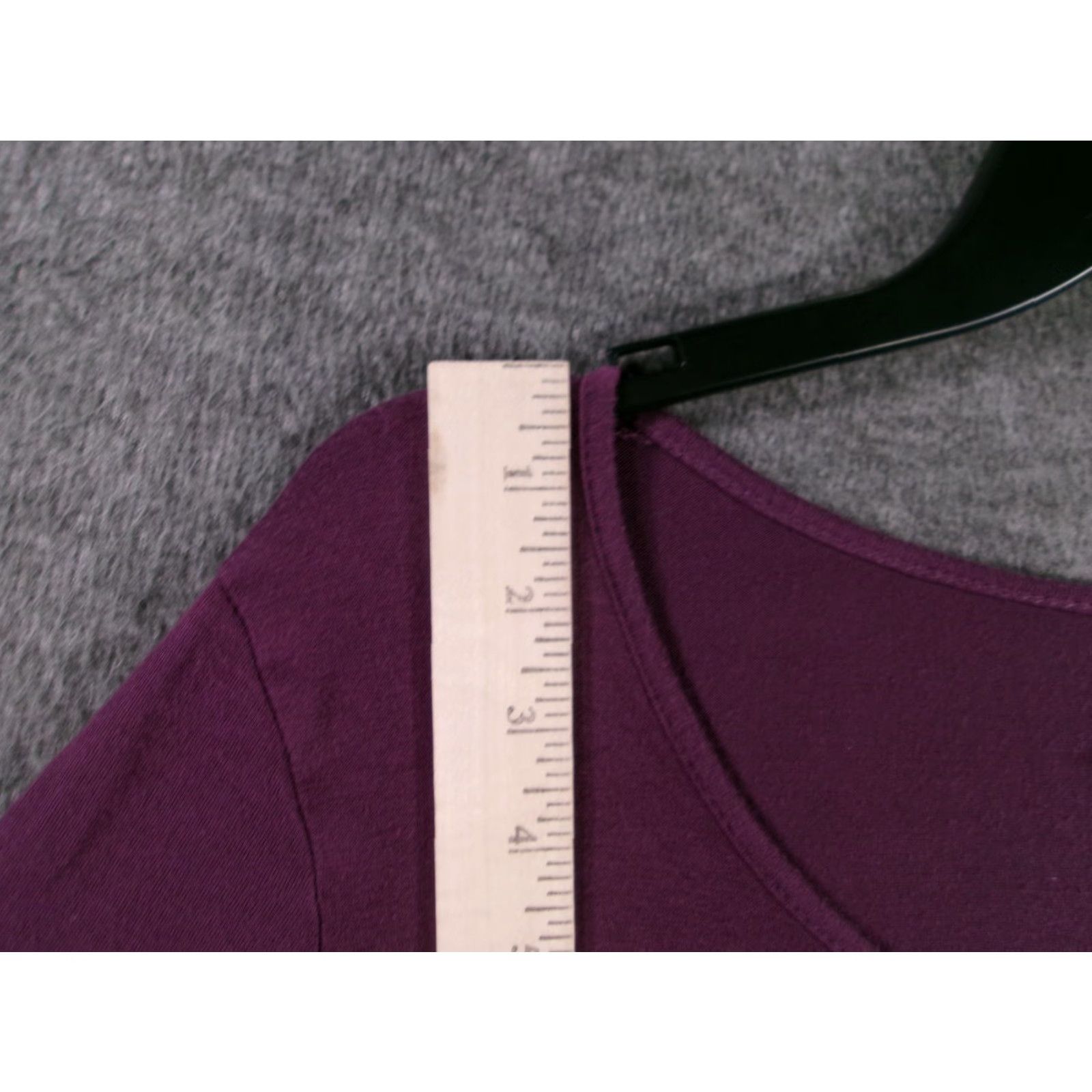 Vintage Hippie Chic Purple Tunic Blouse Women L 3/4 Sleeve Scoop Neck Side Ruching Rayon Spandex Solid Relaxed Vintage: No Size L / US 10 / IT 46 - 4 Thumbnail