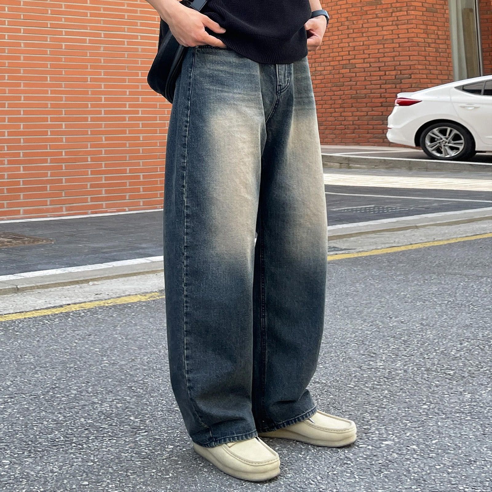Jean × Vintage Washed Wide Leg Denim Jeans Size US 32 / EU 48 - 2 Thumbnail