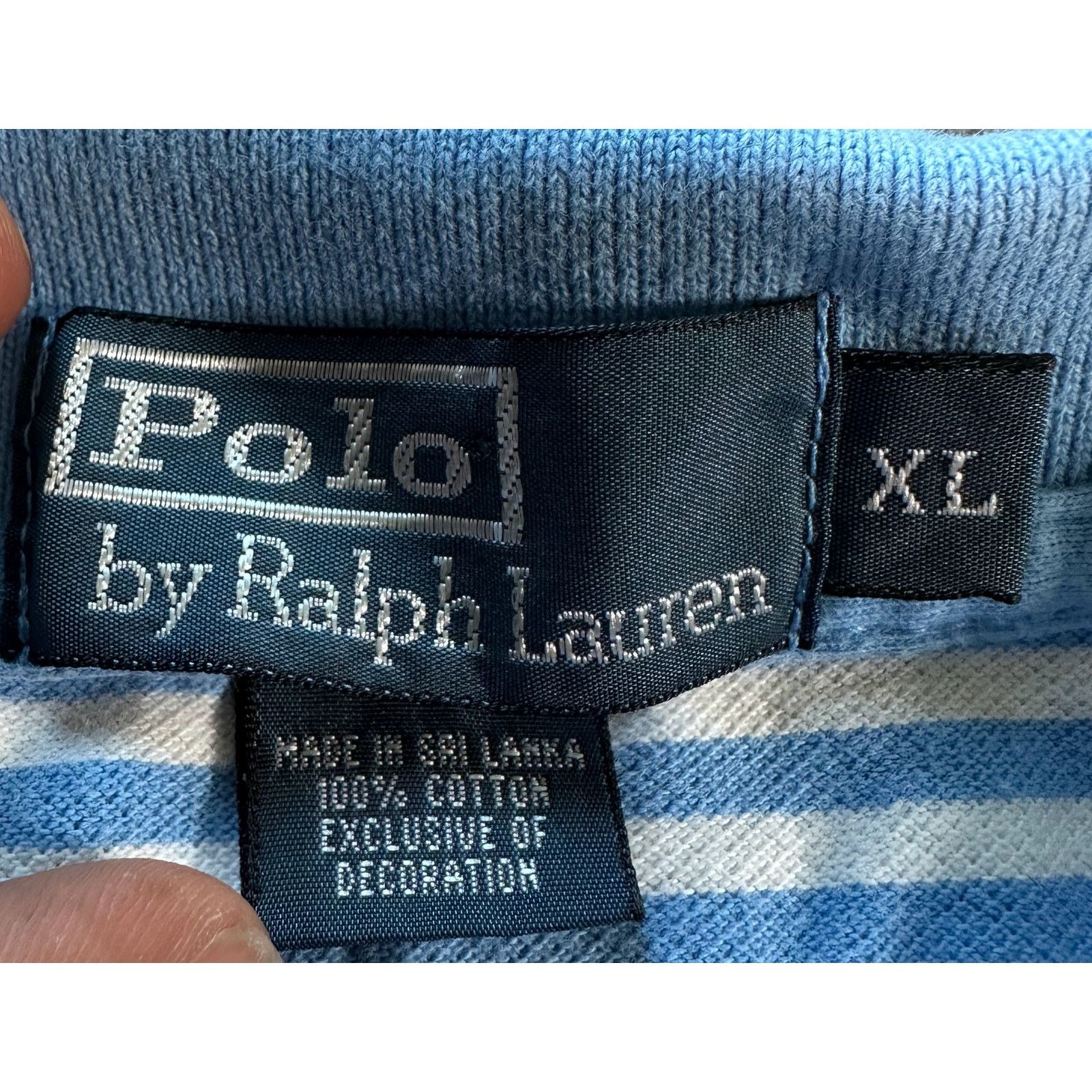 Polo Ralph Lauren Polo Ralph Lauren Blue Wht Striped Classic Fit Polo Shirt XL Size US XL / EU 56 / 4 - 7 Thumbnail