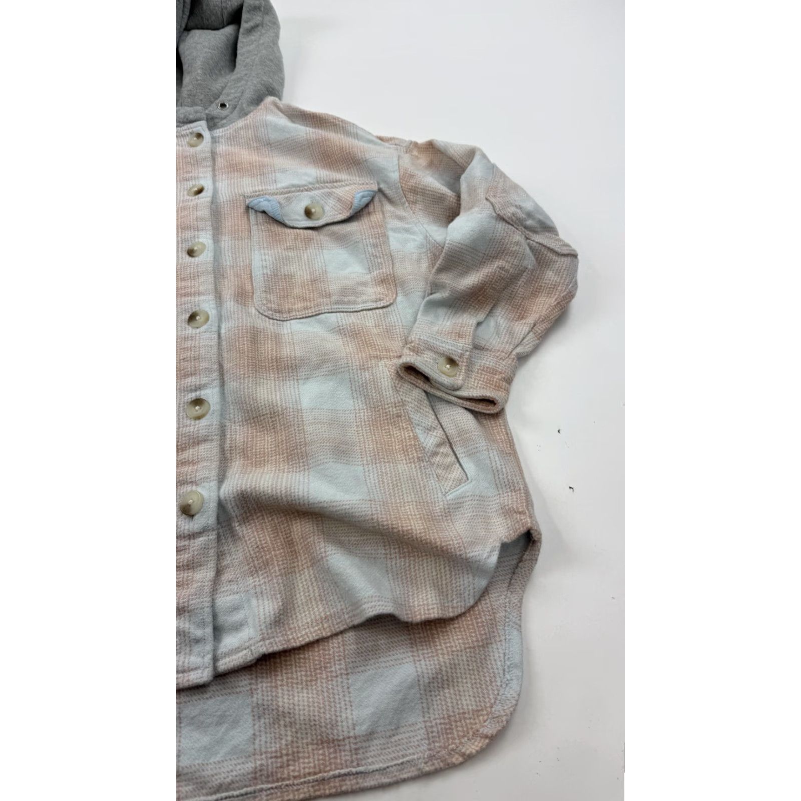 Bdg BDG Urban Outfitters Shirt Womens Small Pink Blue Plaid Hooded Flannel Size S / US 4 / IT 40 - 4 Thumbnail