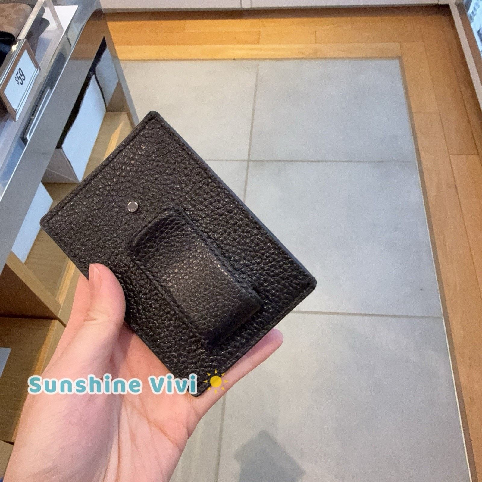 Coach NWT Coach Card Case With Money Clip In Leather CCF97 Black Size ONE SIZE - 2 Thumbnail