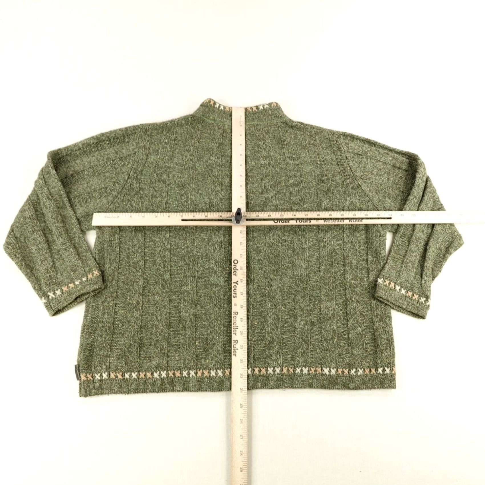 Vintage Woolrich Sweater Women Large Petite Green 1/4 Zip Sage Heather Wool Pullover Size L / US 10 / IT 46 - 6 Thumbnail