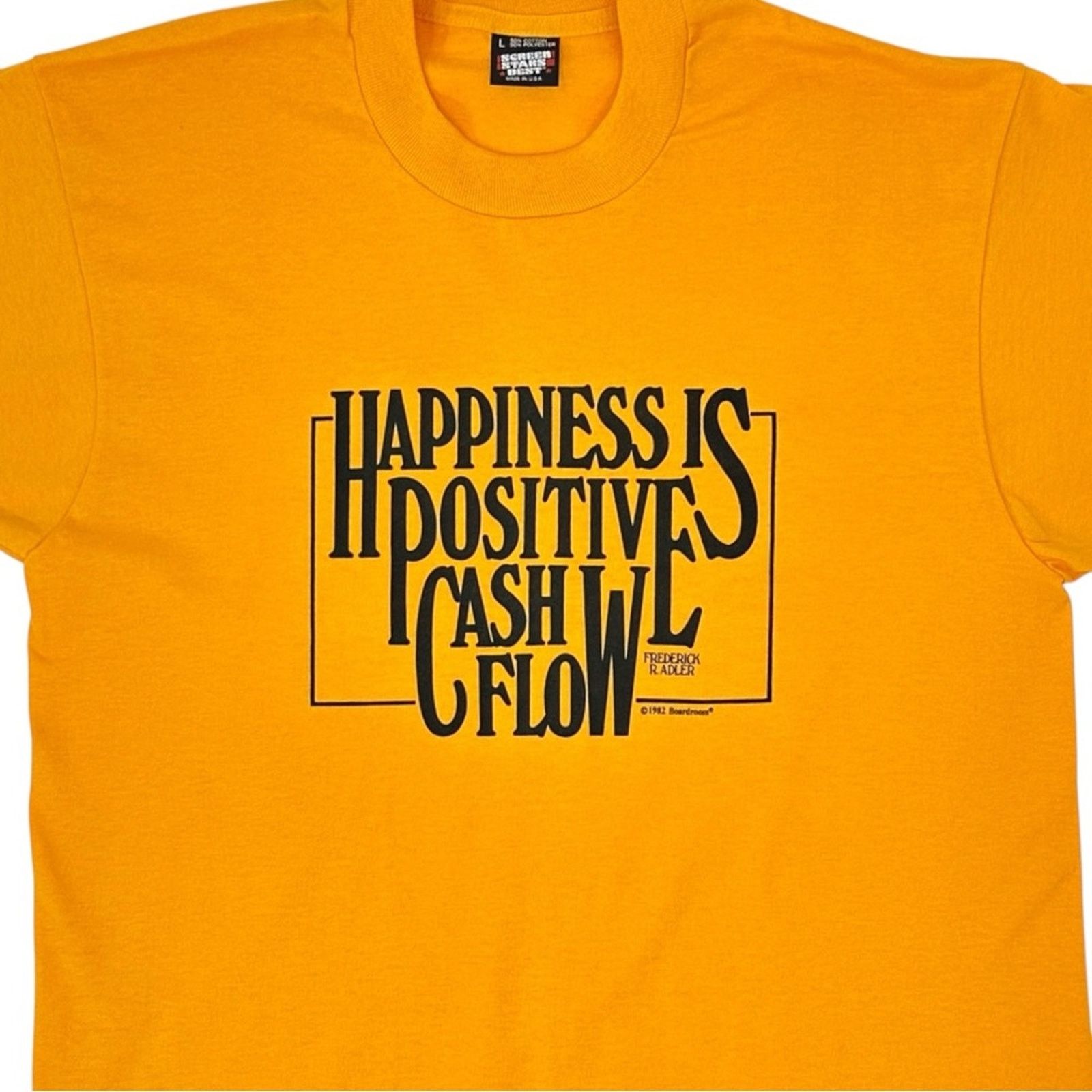 Vintage 1982 RARE Single Stitch Yellow Orange Capitalism Tee Size US L / EU 52-54 / 3 - 3 Thumbnail