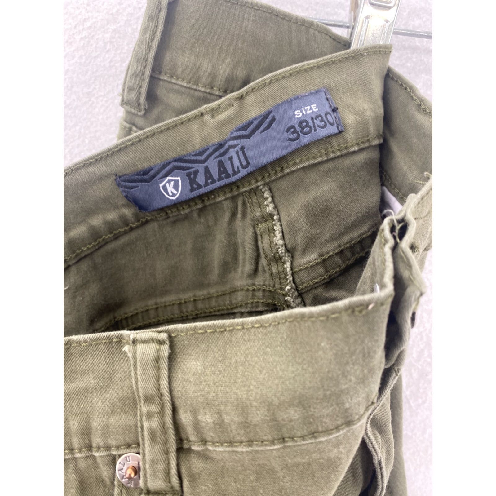 Vintage Kaalu Pants Men's 38×30 Cotton spandex Blend Olive Green Tapered Leg Size US 38 / EU 54 - 6 Thumbnail