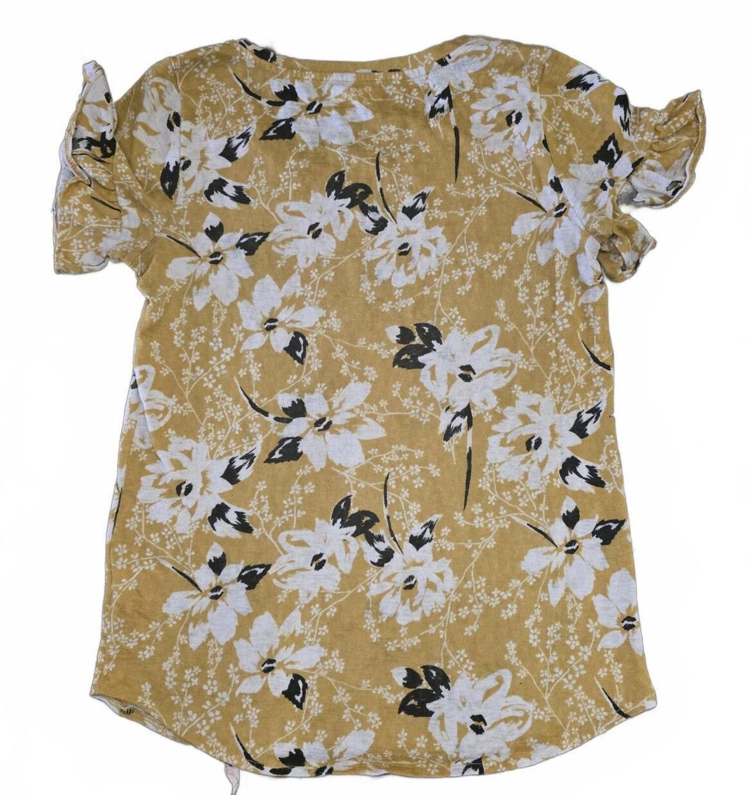 Other Maurices Yellow White Floral Short Sleeve Top Blouse Size S Size S / US 4 / IT 40 - 3 Thumbnail