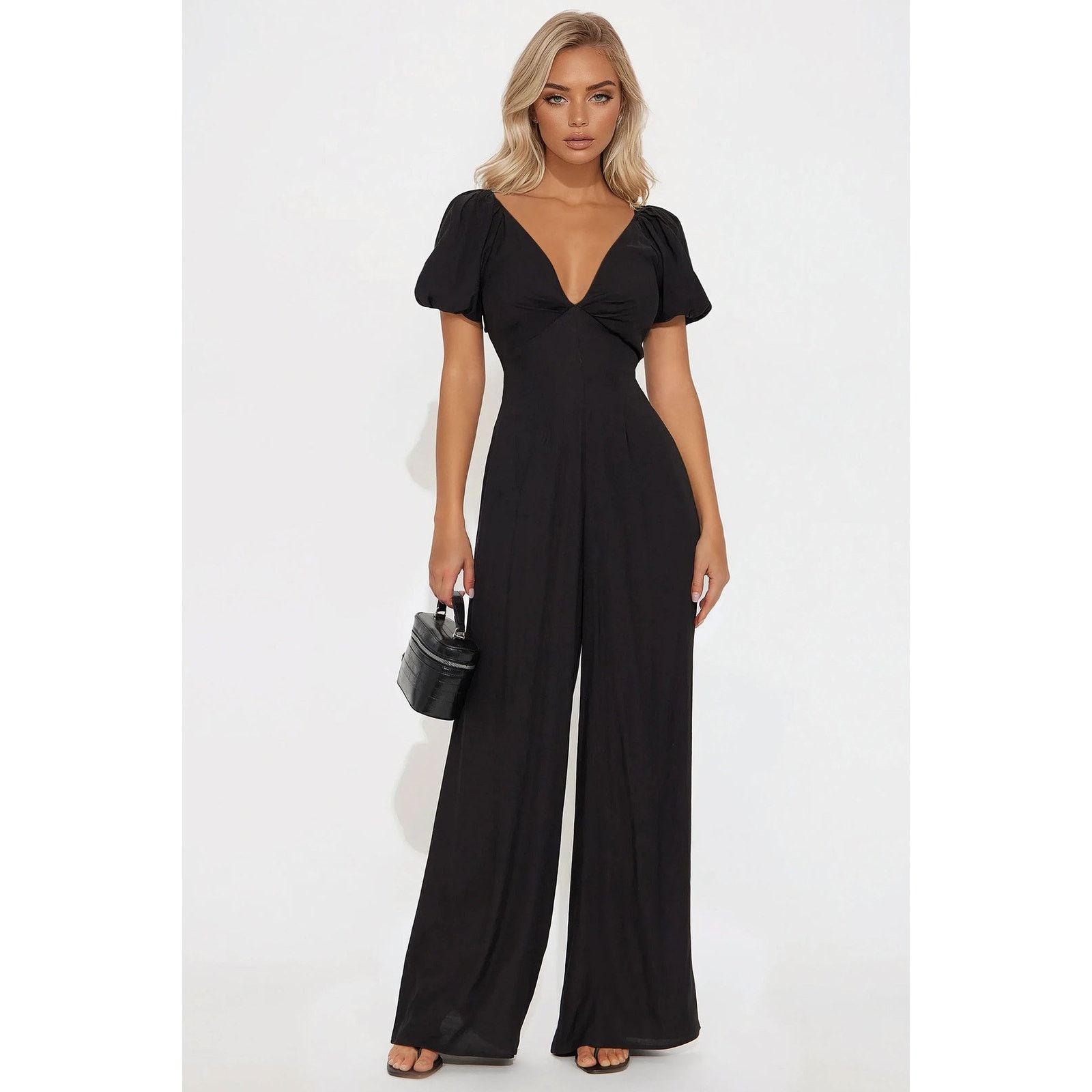 Other Prim Puff Sleeve Jumpsuit - Black - Size S Size 27" / US 4 / IT 40 - 1 Thumbnail