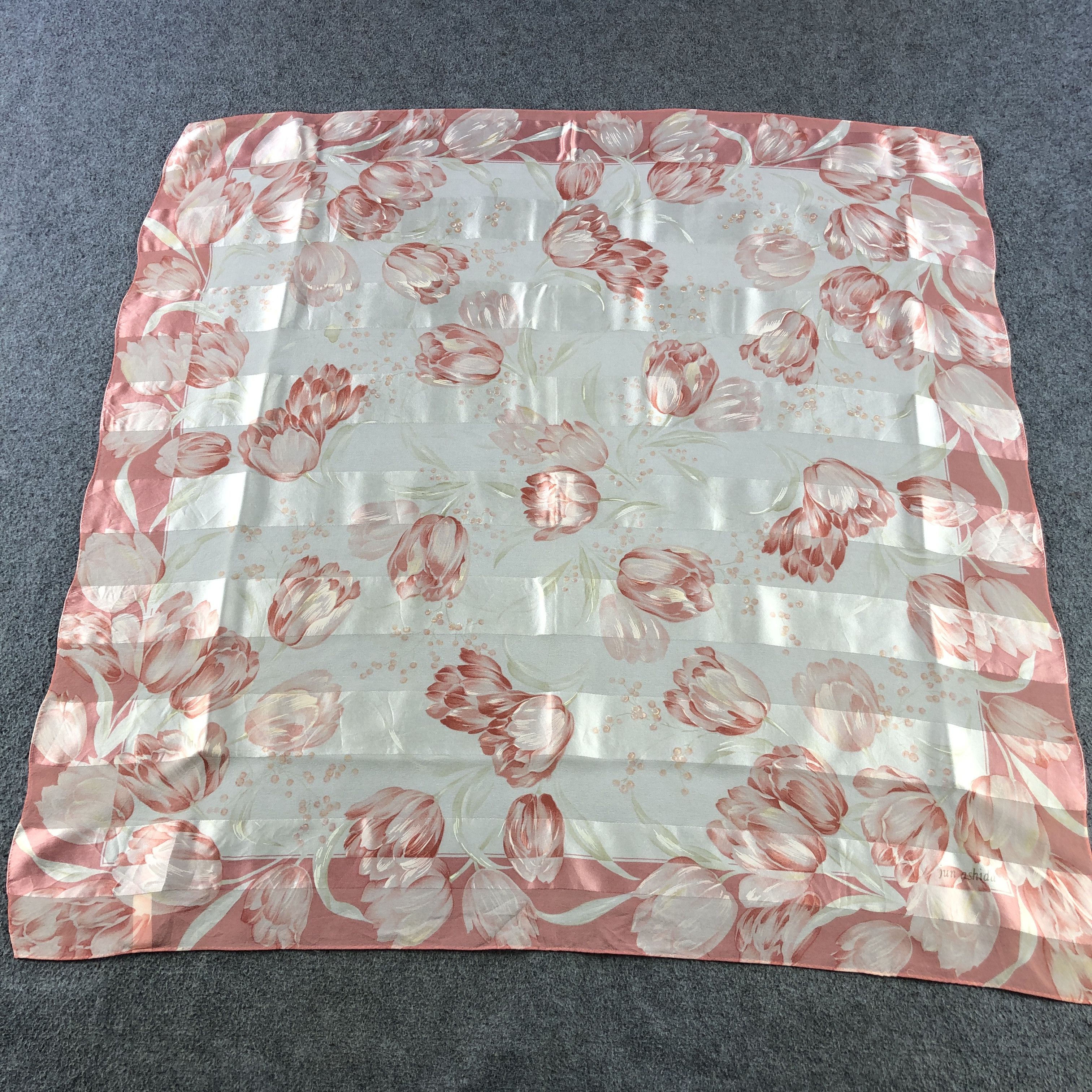 Japanese Brand Jun Ashida Floral Silk Scarf M1371 Size ONE SIZE - 2 Thumbnail
