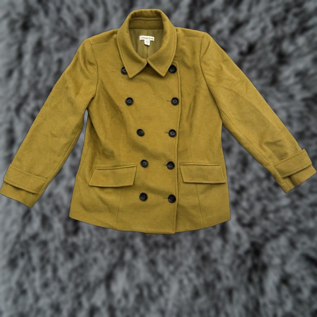 Coldwater Creek Coldwater Creek Wool Blend Winter Coat Womens XL 16 Double Breasted Pea Green Size XL / US 12-14 / IT 48-50 - 1 Thumbnail