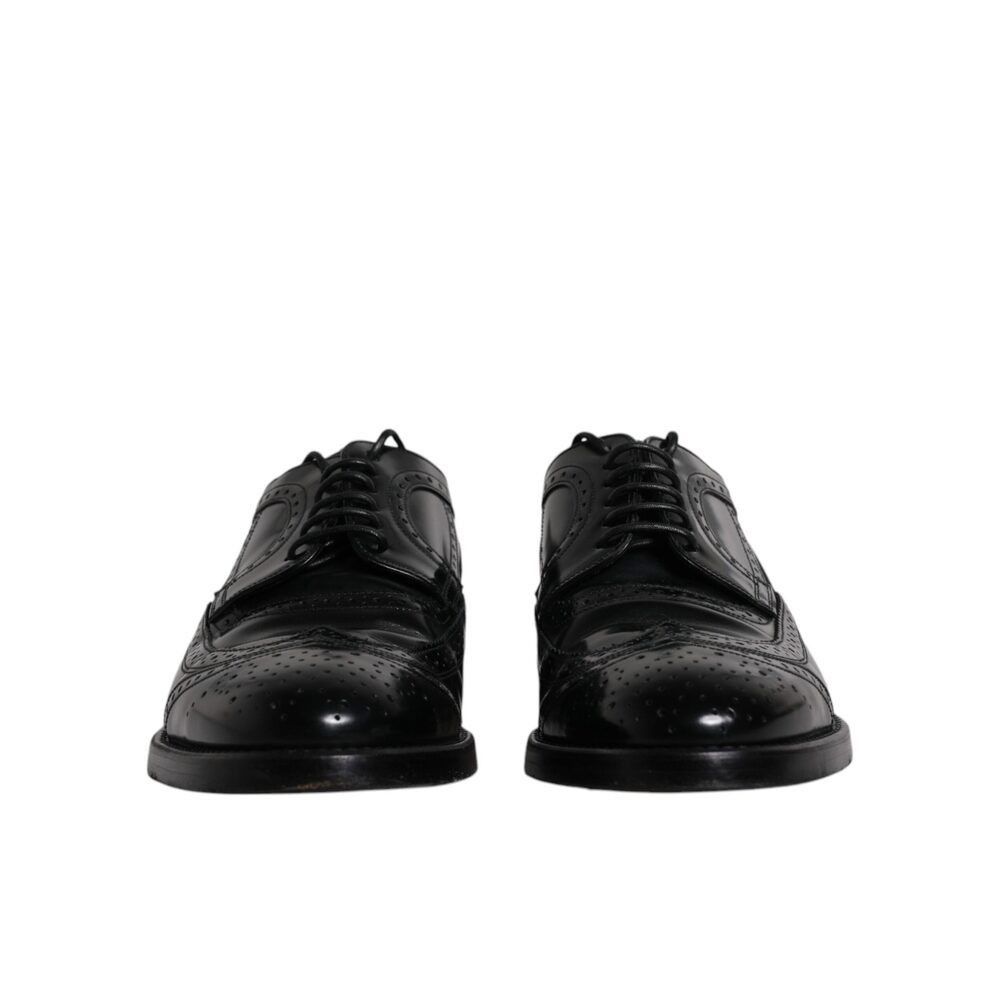 Dolce & Gabbana Dolce & Gabbana Black Leather Derby Wingtip Formal Shoes Size US 10 / EU 43 - 2 Thumbnail
